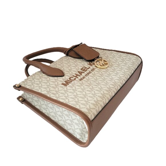 Michael Kors Mirella Small Shopper Top Zip Crossbody Handbag Vanilla MK Logo - Picture 6 of 7